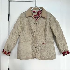Barbour Quilted Jacket Cream Lined with Country Cottage Print